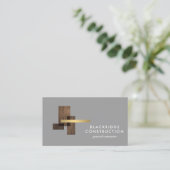 Carte De Visite Luxury Contractor Construction Wood Logo Gray (Debout devant)