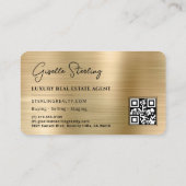 Carte De Visite Luxury Faux Gold Metallic Realtor Photo QR Code (Dos)