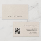 Carte De Visite Luxury Faux Leather Certified Accountant QR Code (Devant / Derrière)