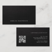 Carte De Visite Luxury Faux Leather Certified Accountant QR Code (Devant / Derrière)