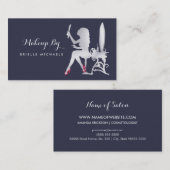 Carte De Visite Luxury FAUX Silver Woman maquillage Artiste Chauss (Devant / Derrière)