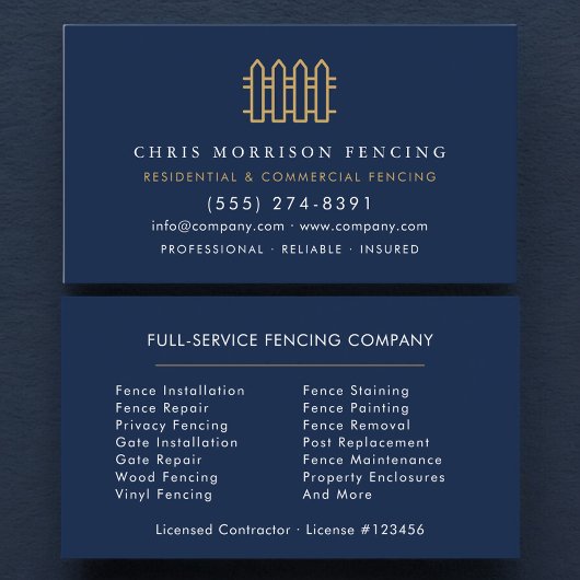 Carte De Visite Luxury Fencing Repair Service