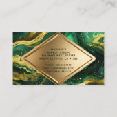 Carte De Visite Luxury Glam Emerald Green and Gold Agate Marble (Dos)