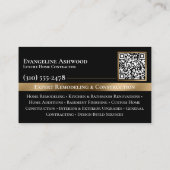 Carte De Visite Luxury Gold Contractor Home Builder Photo QR Code (Dos)