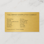 Carte De Visite Luxury Gold Metallic Black Construction (Dos)