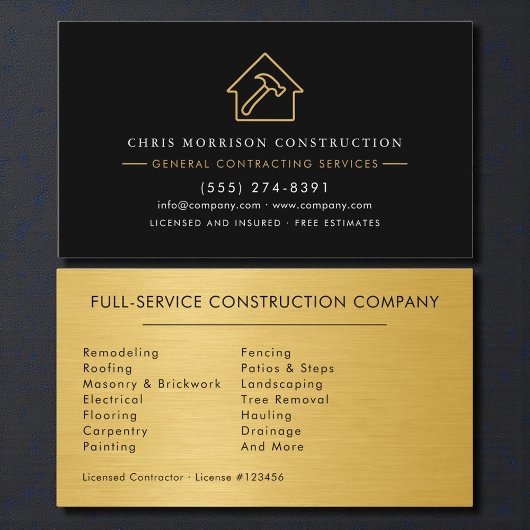 Carte De Visite Luxury Gold Metallic Black Construction