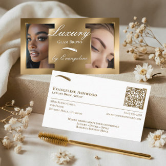 Carte De Visite Luxury Gold Professional Beauty Brow Artist Photos