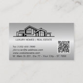 Carte De Visite Luxury Gray Silver Real Estate Chic Professional (Dos)