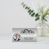 Carte De Visite Luxury Gray Silver Real Estate Chic Professional (Debout devant)