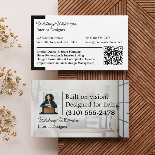 Carte De Visite Luxury Home Interior Design Stylist Photo Qr Code