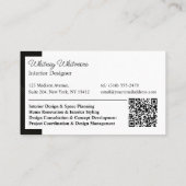 Carte De Visite Luxury Home Interior Design Stylist Photo Qr Code (Dos)