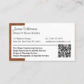 Carte De Visite Luxury Home Renovation Home Builder Photo Qr Code (Dos)
