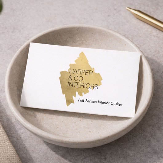 Carte De Visite Luxury Interior Designer Gold Abstract Logo White