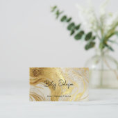 Carte De Visite Luxury Ivory Marble Gold Glitter Appointment Card (Debout devant)