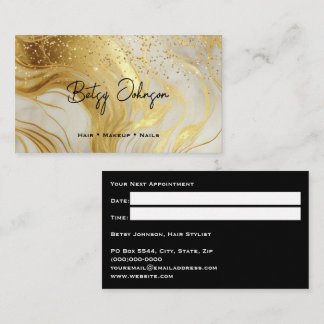 Carte De Visite Luxury Ivory Marble Gold Glitter Appointment Card