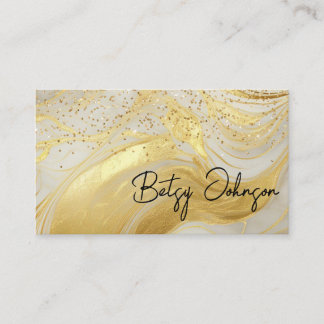 Carte De Visite Luxury Ivory Marble & Gold Glitter Business Card