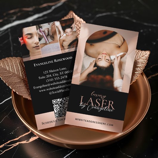Carte De Visite Luxury Laser Technician Spa Arch Photo Black Rose