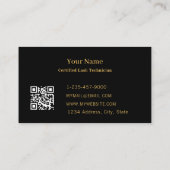 Carte De Visite Luxury Lash Tech Black Gold Butterfly QR Code (Dos)