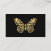 Carte De Visite Luxury Lash Tech Black Gold Butterfly QR Code (Devant)