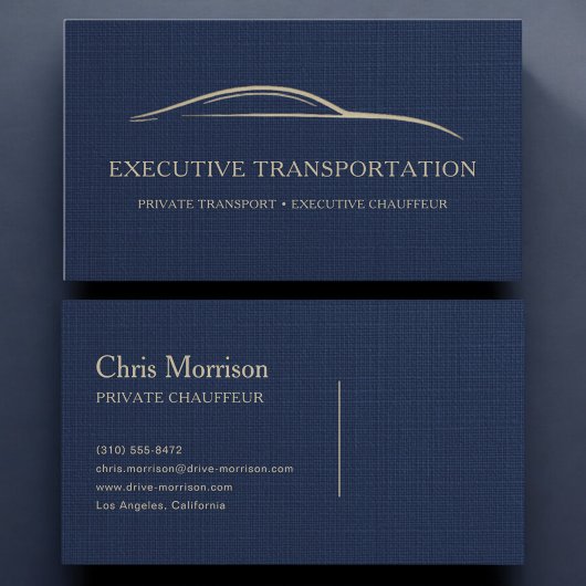 Carte De Visite Luxury Linen Executive Transport Navy Blue