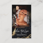 Carte De Visite Luxury Med Spa Esthetician Black Gold Agate (Devant)