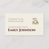 Carte De Visite Luxury Minimalist  School Teacher Red Beige (Devant)