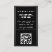 Carte De Visite Luxury Modern add Photo Real Estate Agent Black (Dos)