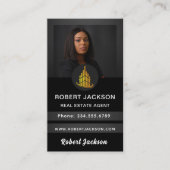 Carte De Visite Luxury Modern add Photo Real Estate Agent Black (Devant)