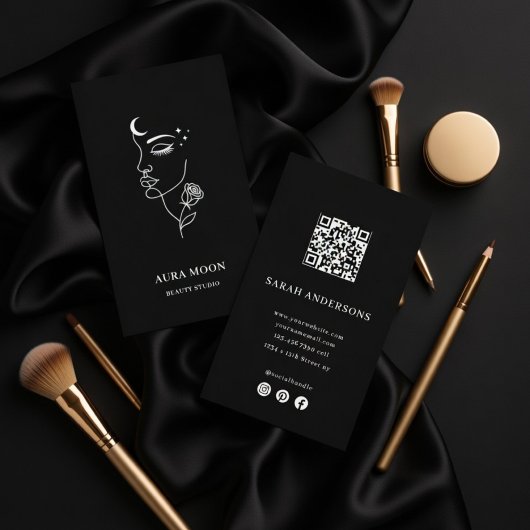 Carte De Visite Luxury Moon Beauty Studio Elegant 