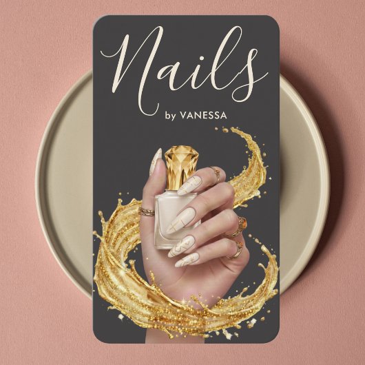 Carte De Visite Luxury Nail Artist Manicurist Cloud Dancer Gold