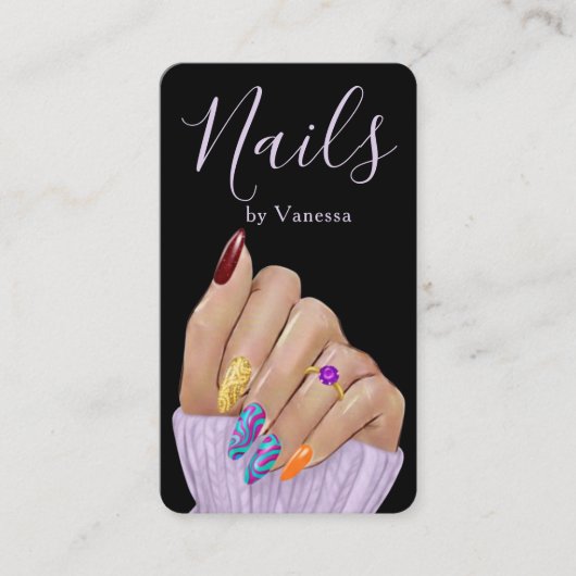 Carte De Visite Luxury Nail Salon QR Code Modern Nail Tech (Devant)