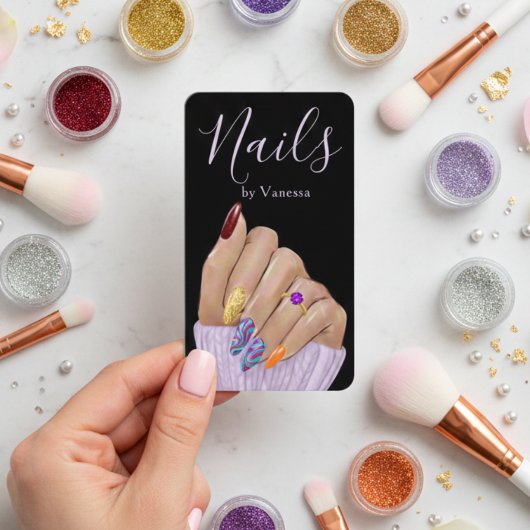 Carte De Visite Luxury Nail Salon QR Code Modern Nail Tech