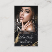 Carte De Visite Luxury Nail Technician Artist Black Gold Agate (Devant)