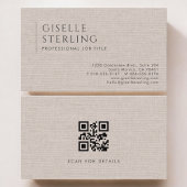 Carte De Visite Luxury Natural Brown Linen QR Code