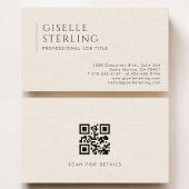Carte De Visite Luxury Natural Ivory Linen QR Code