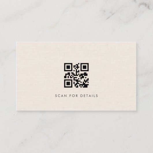 Carte De Visite Luxury Natural Ivory Linen QR Code (Dos)