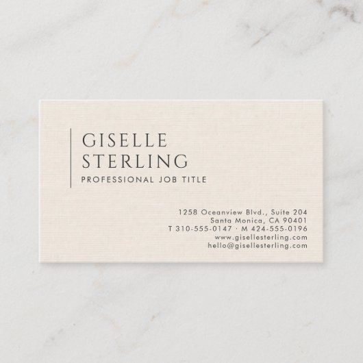 Carte De Visite Luxury Natural Ivory Linen QR Code (Devant)