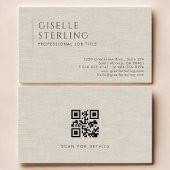 Carte De Visite Luxury Natural Linen QR Code