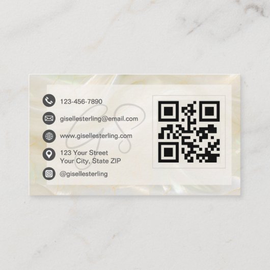 Carte De Visite Luxury Pearl Opal QR Code Professional (Dos)