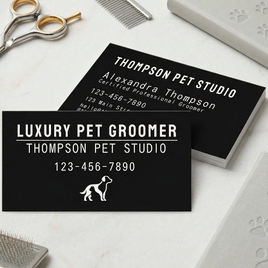 Carte De Visite Luxury Pet Groomer Modern Bold Professional