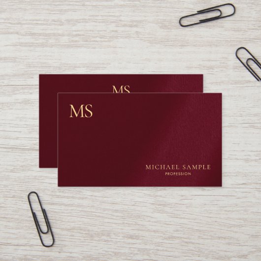 Carte De Visite Luxury Premium Thick Stylish Gold Text Monogram (Devant/Arrière en situation)