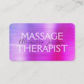 Carte De Visite Luxury Purple Pink Brushed Metal Massage Therapy (Devant)