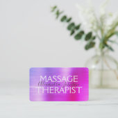 Carte De Visite Luxury Purple Pink Brushed Metal Massage Therapy (Debout devant)