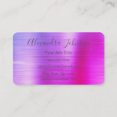 Carte De Visite Luxury Purple Pink Brushed Metal Massage Therapy (Dos)