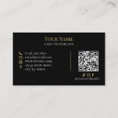 Carte De Visite Luxury QR code Black and Gold Lash Technician Busi (Dos)