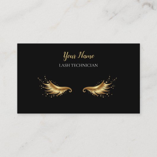 Carte De Visite Luxury QR code Black and Gold Lash Technician Busi (Devant)