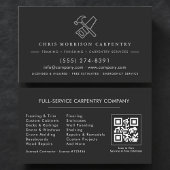Carte De Visite Luxury QR Code Carpenter Carpentry Black Silver