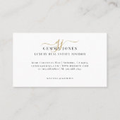 Carte De Visite Luxury Real Estate Advisor Gold Script Monogram (Dos)