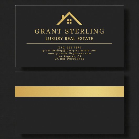 Carte De Visite Luxury Real Estate Agent Black Gold Metallic