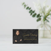 Carte De Visite Luxury Real Estate Agent Broker Black Gold (Debout devant)